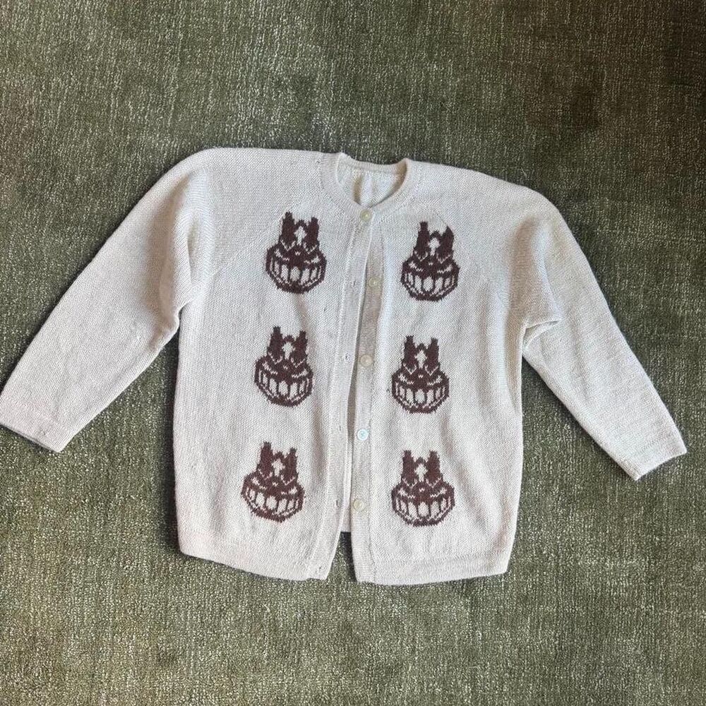 Unbranded Women's Cream and Grey Cardigan